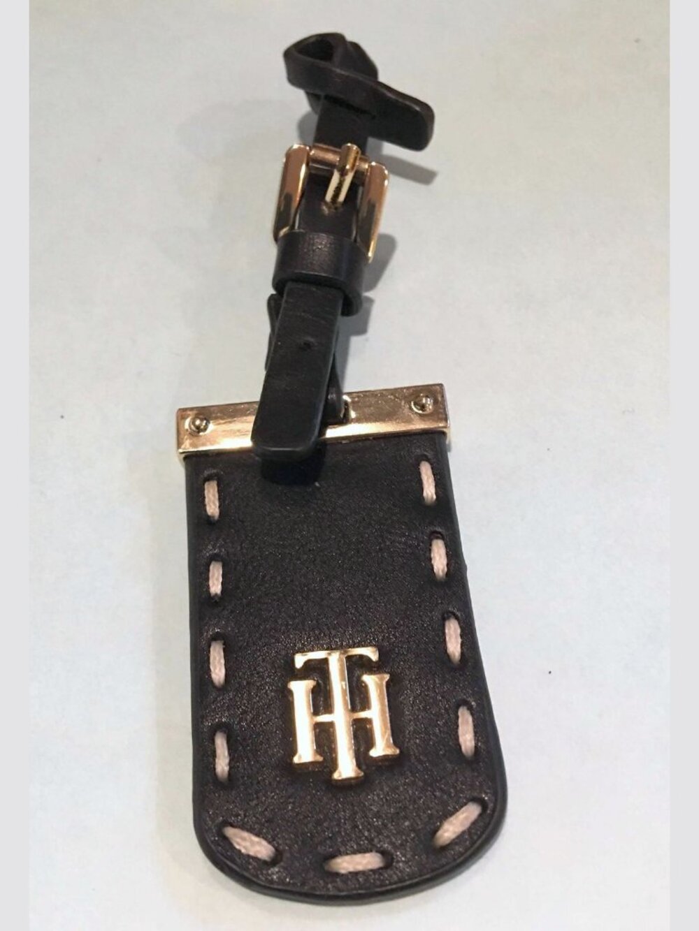 RARE Tommy Hilfiger Gold Metal Bag FOB Charm Leather